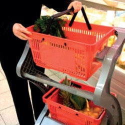 Carro de compras com 2 cestas Carro de compras com 2 cestas