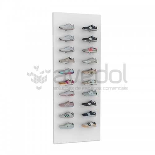 Painel com 20 Prateleiras Sapatos para fixar na parede de Lojas
