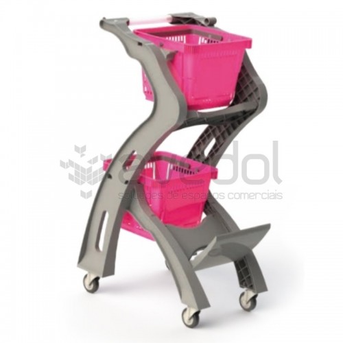 Carro de compras com 2 cestas Carro de compras com 2 cestas